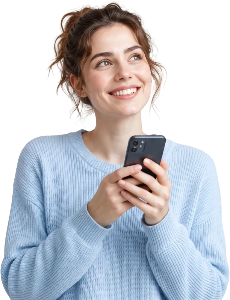 Lächelnde Frau mit Smartphone