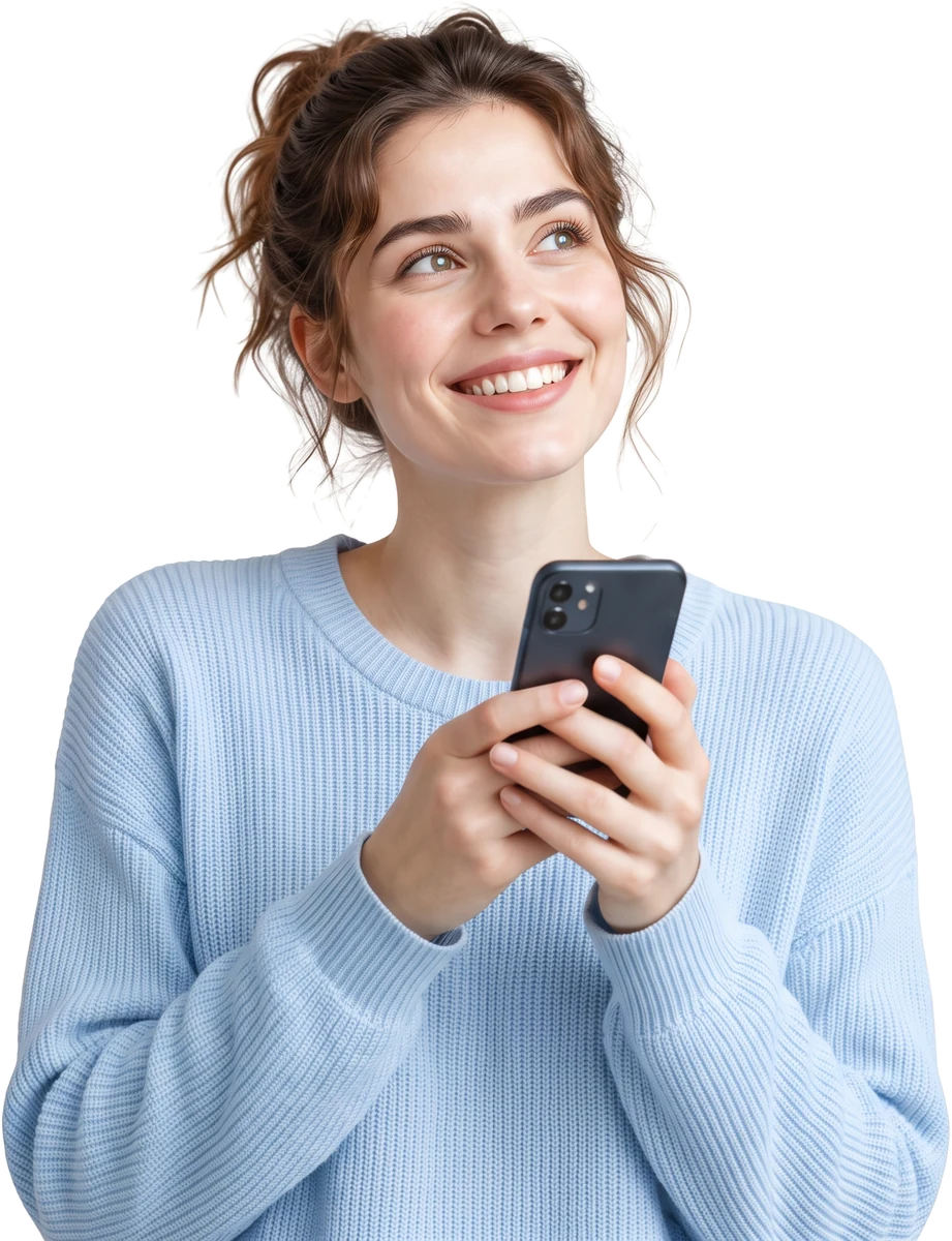 Lächelnde Frau mit Smartphone